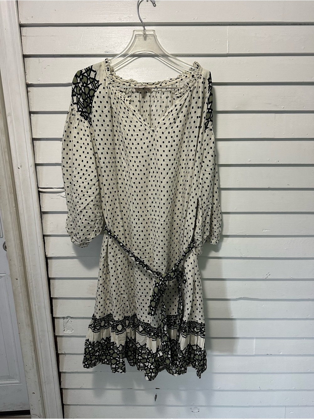 Cream and Black Polka Dot Tie-Waist Dress XXL Knox rose